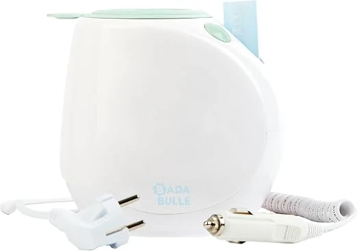 Badabulle Chauffe Biberon Nomade Easy(+) - Utilisation Maison et Voiture, Adaptateur Inclus - Universel avec Anneau d'Adaptation - Chauffe à la Vapeur - Dosette et Panier Inclus