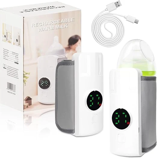 Chauffe-biberon portable sans fil, température réglable 37-55°C, rechargeable par USB avec écran LED, chauffe rapide pour lait maternel, idéal pour les voyages à la maison